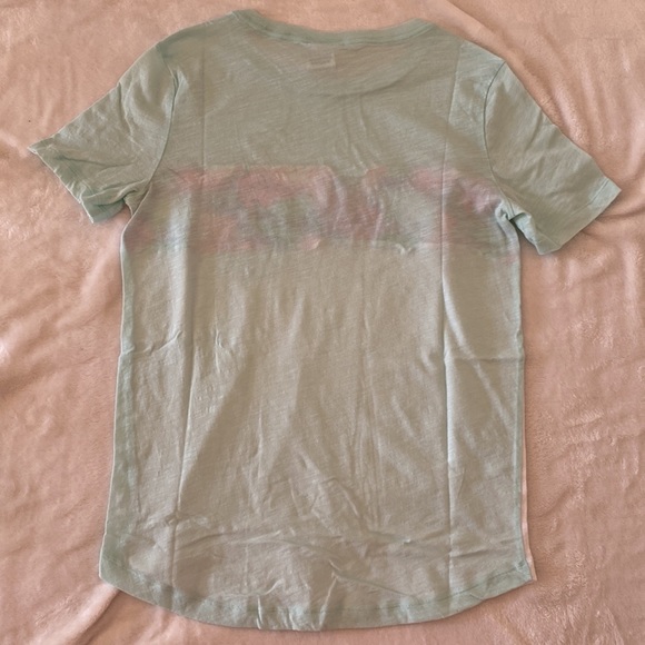 Mint/white PINK short sleeve tee with neon palm leave detail - Picture 3 of 3